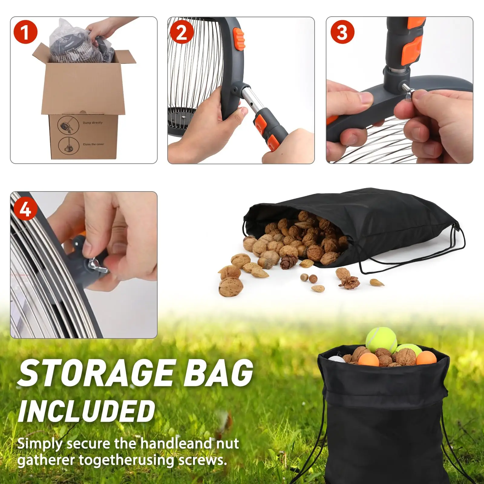 Acorn Picker Upper Roller Nut Gatherer Multifunctional Acorn Picker Upper with Rolling Drum