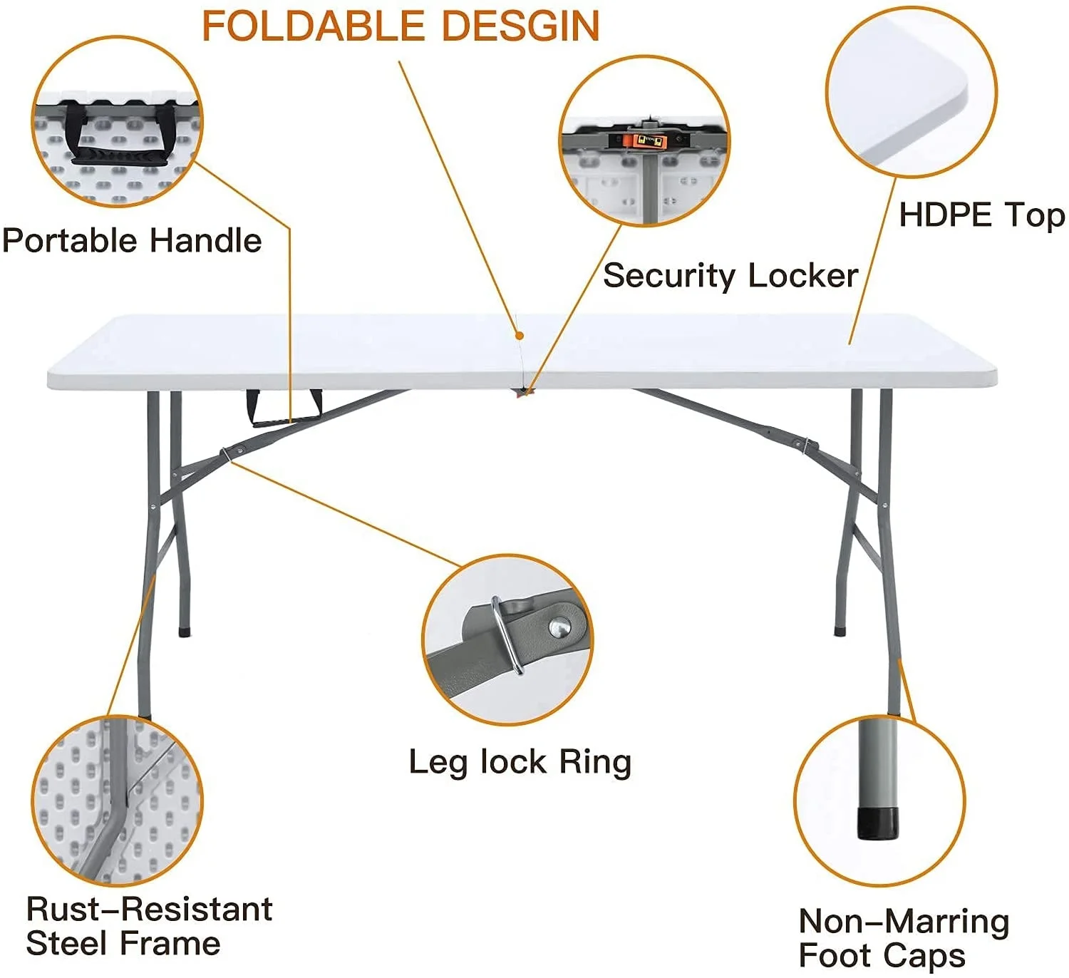 6ft 1.8m Folding Heavy Duty Catering Outdoor Trestle Party Portable Plastic Folding Tables