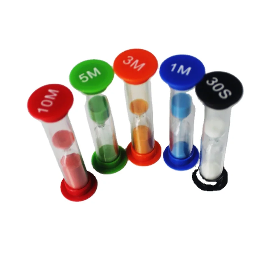 Customized Wholesale 1 2 3 4 5 minute colorful plastic sand timer hourglass for kids toy and board game sand clock