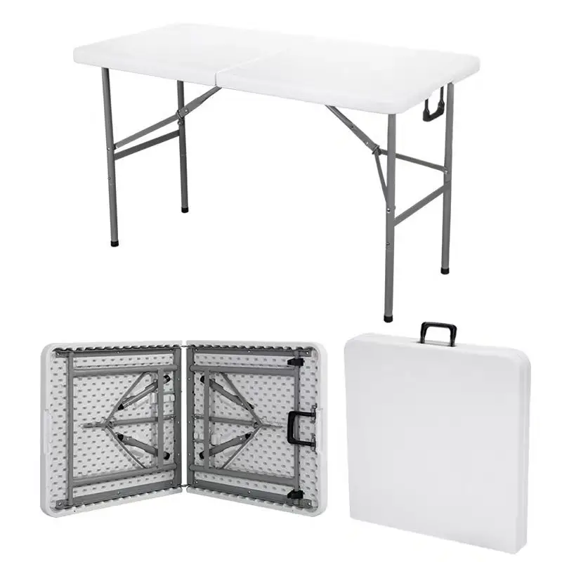 Commercial Height Adjustable 4 Feet White Granite Folding Utility Table
