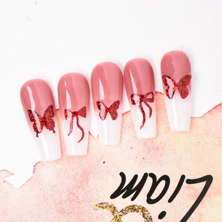 wholesale 3D new arrival red rabbit Cute Cartoon frame bow butterfly Chrome Hearts Nail Stickers Adhesive Nail Art Decals