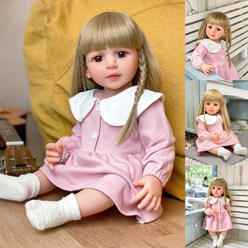 Factory Wholesale Realistic Big 21inch 55CM Lifelike Real Face Fashion Soft Vinyl Girls Reborn dolls with Sound Function