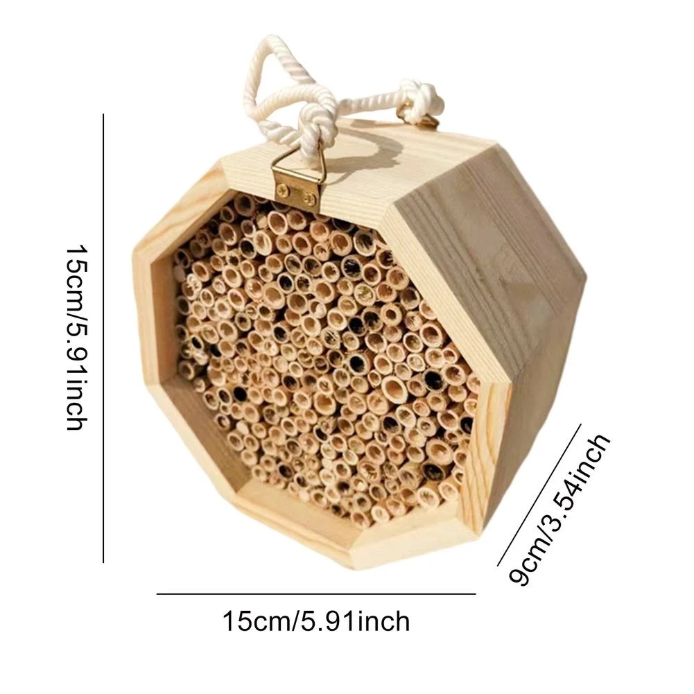 Mason bee House garden natural wood creative honeycomb attracts peaceful bee pollinators