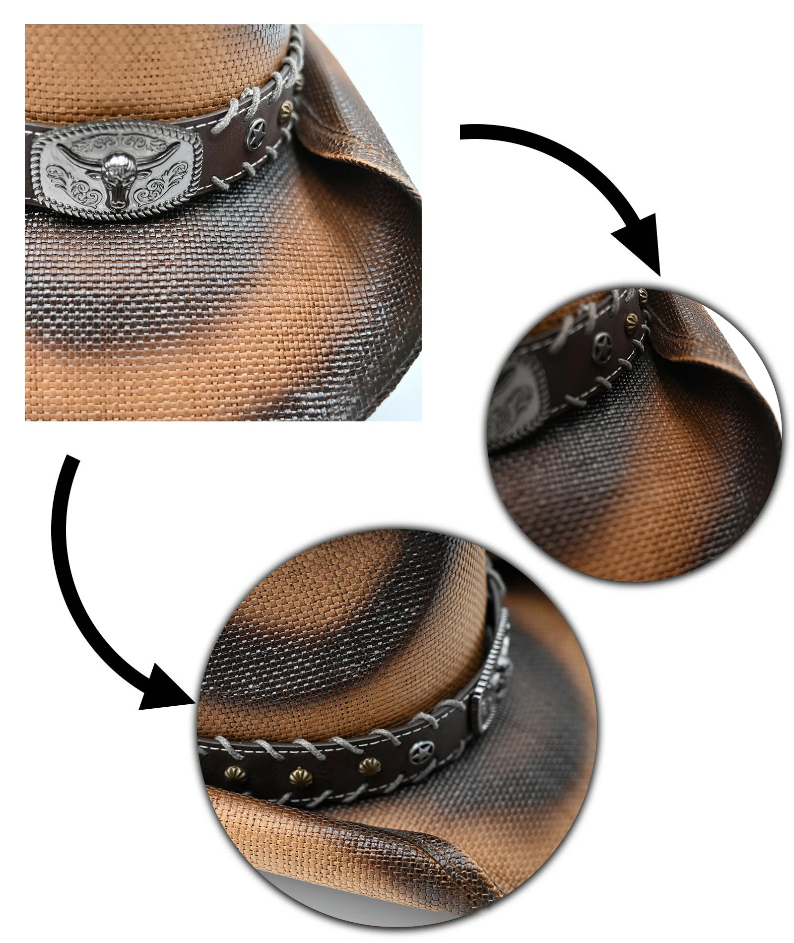 Vintage Vibes Shapeable Brim with Popular Accessory Western Straw Cowboy Hat Men