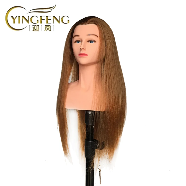 Dummy Head Cutting Training Manikin Cosmetology Doll Head With Shoulder Mannequin Training Head Mixed Human Hair For Color