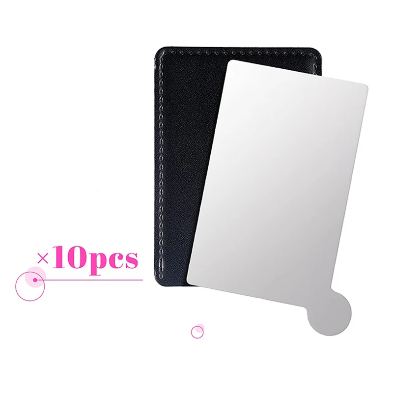 NISEVEN 10 Pcs Makeup Unbreakable Stainless Steel Mirror with Leather Case Small Purse Pocket Mirror Women Credit Card Mirror