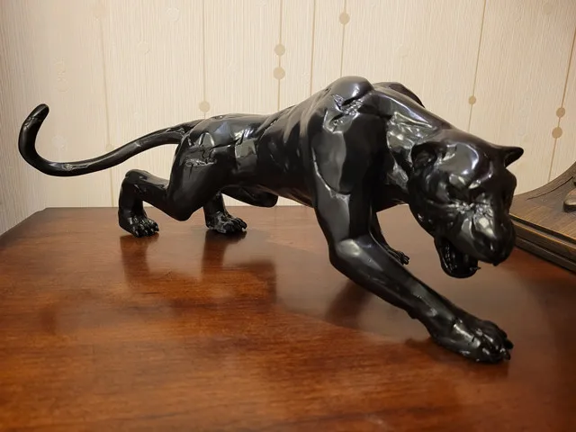 Copper black panther sculpture realistic style home decoration business gifts brass craft