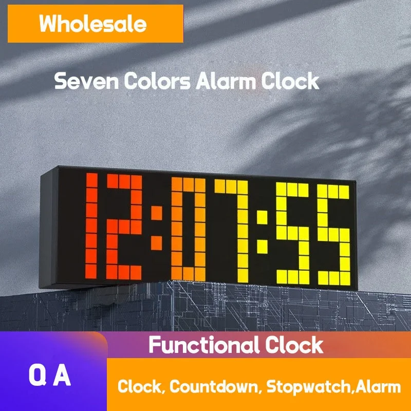 Jhering DIY Single-Face Digital Clock with Adjustable Brightness and Temperature Electric Subway Thermometer for Study Use