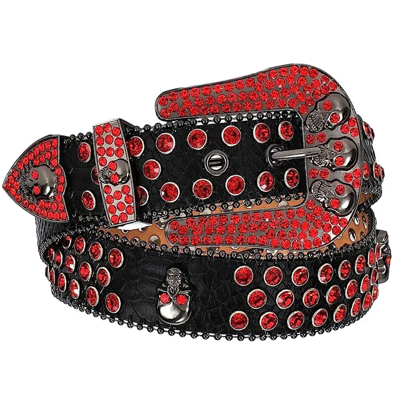 Ready to Ship Bling Western Cowboy Pumpkin Studded Belts Crocodile Leather Man Women Rockstar Flower Buckle Rhinestone Belt