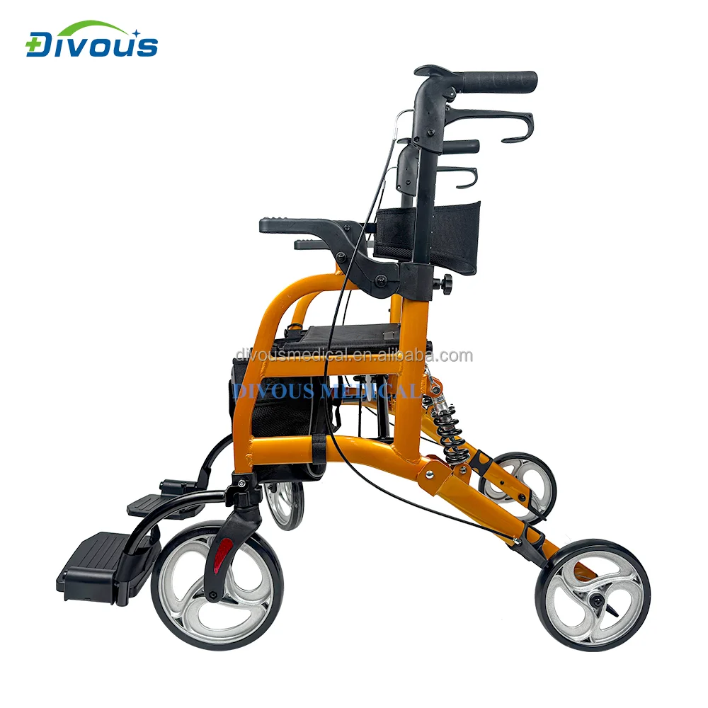 Wholesales Aluminum Patient Health Care Walking Aid Senior Rollator Walker with Handle and Brakes for Elderly