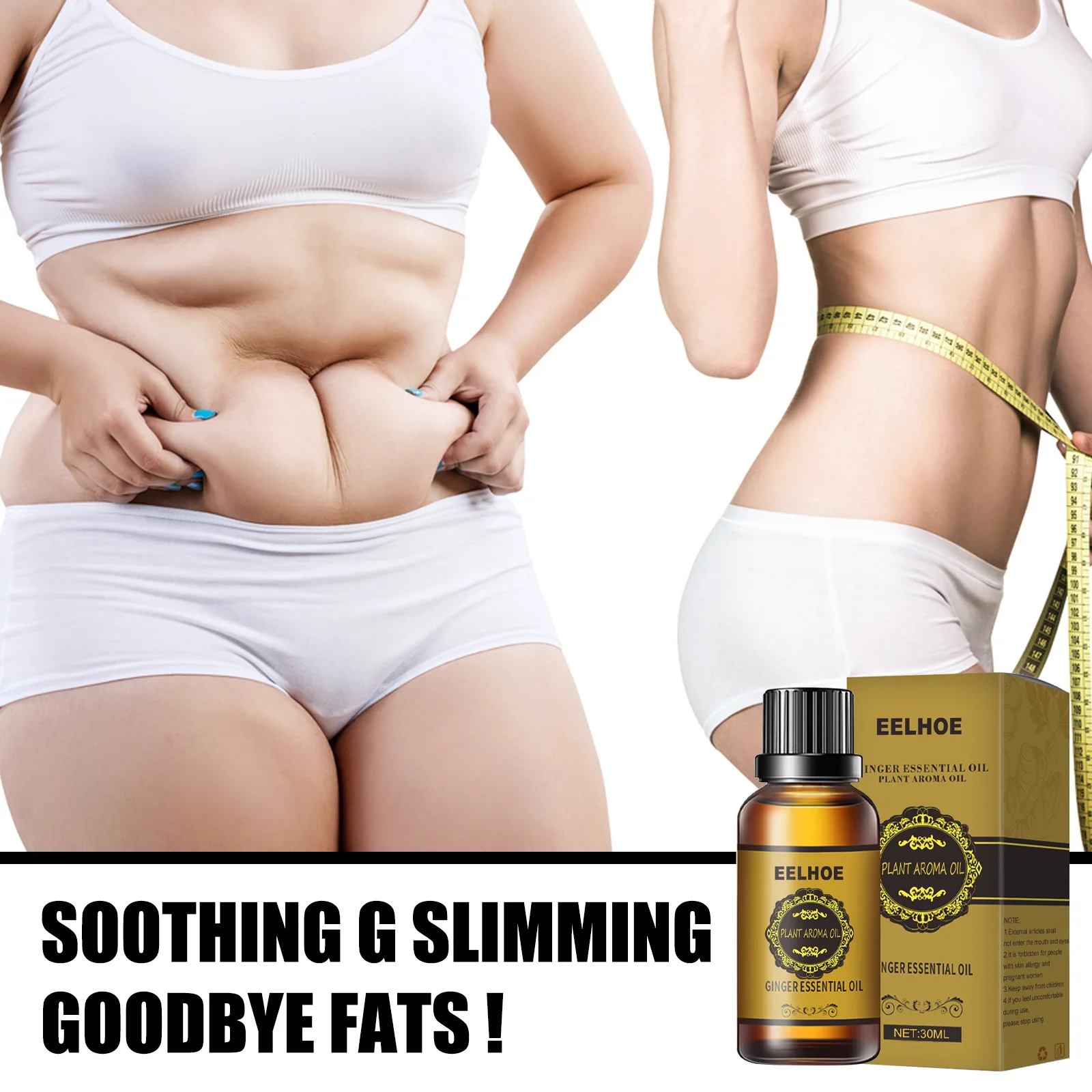 Hot EELHOE Herbal Slimming Essential Oil Ginger Cream for Belly and Thigh Muscle Toning Massage Oil Weight Loss for Body Care
