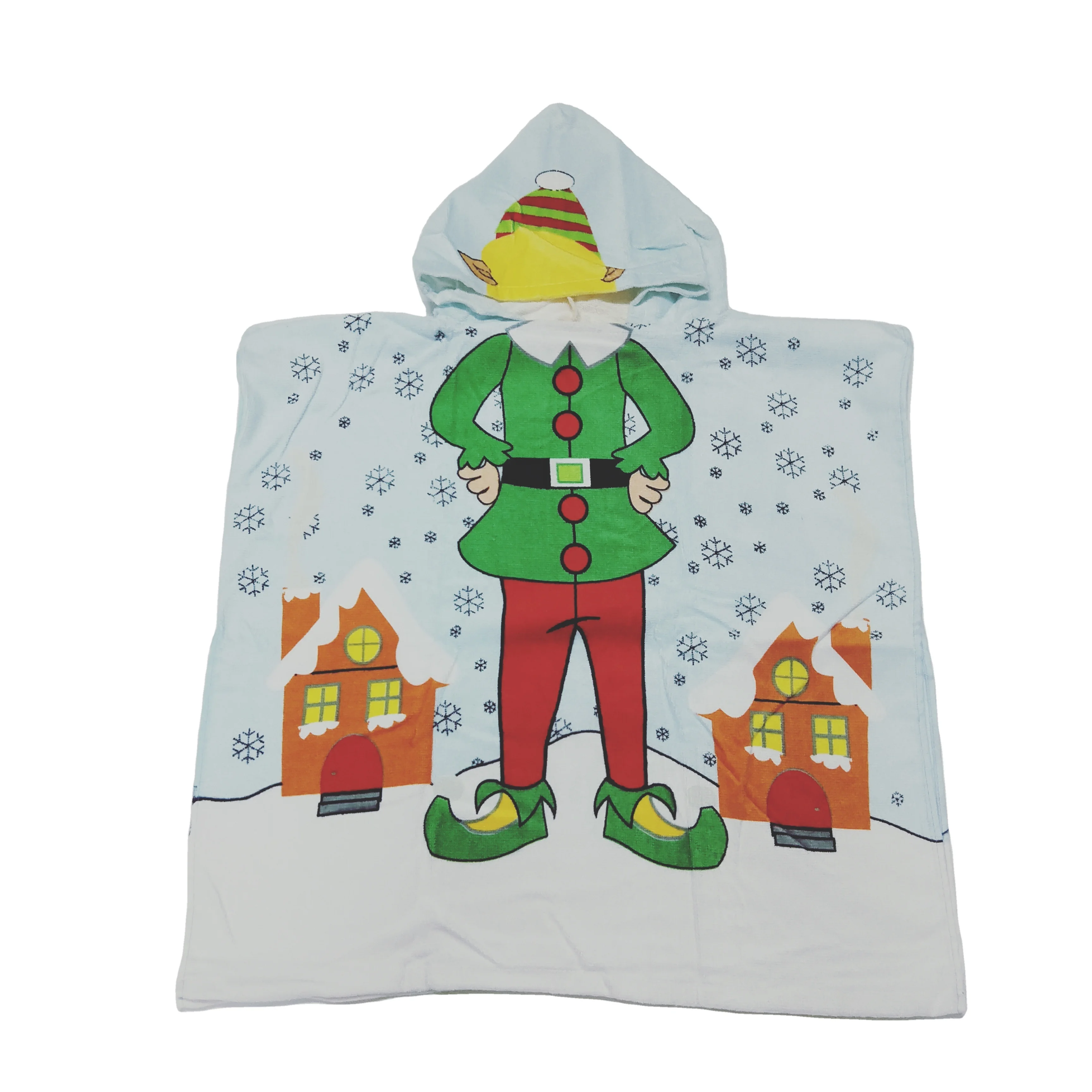Pure Cotton Poncho Beach Towel With Hood ,Kids Hooded Towel