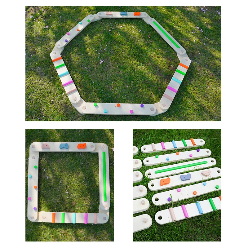 Montessori Wooden Indoor Foldable Gymnastics Balance Beam Unisex Wood Balance Exercise Toys for Kids Toddlers for Boys Girls