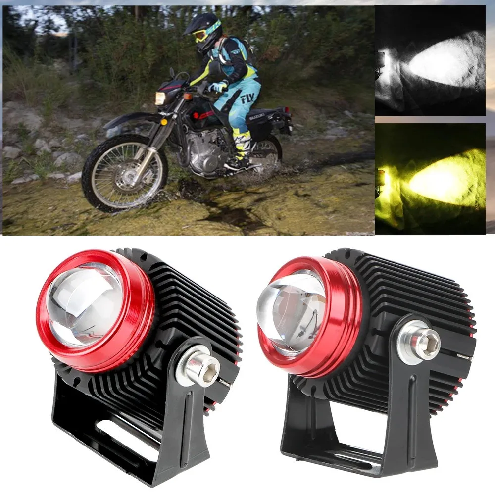 12V 15w Car SUV JEEP Truck ATV Scooter Motorcycle LED Aux Spotlight With White High Beam Amber Low Beam Light