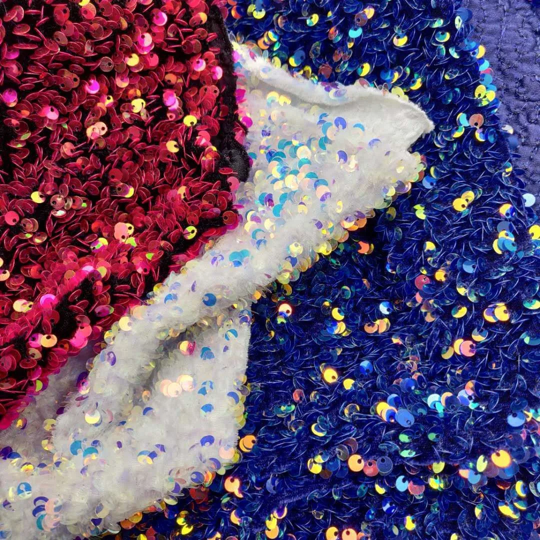 Wholesale 2021 African Hot Sale African Reversible 5mm Burgundy Embroidery Sequin Material Velvet Mesh Fabric For Dinner Dress