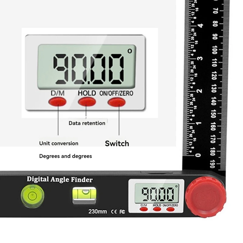 190 mm Digital angle ruler protractor finder carbon Inclinometer Goniometer Electronic Angle measurement tool