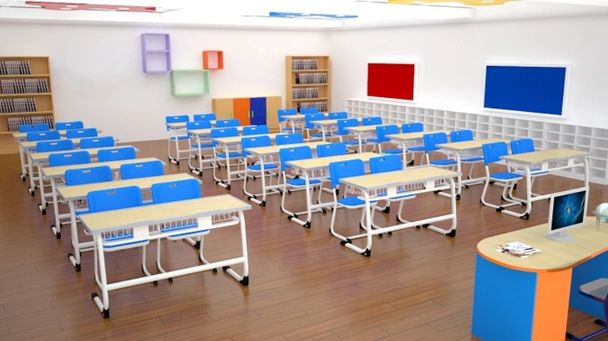 Good Quality Two Seater Child Study Table and Chair Set for High School