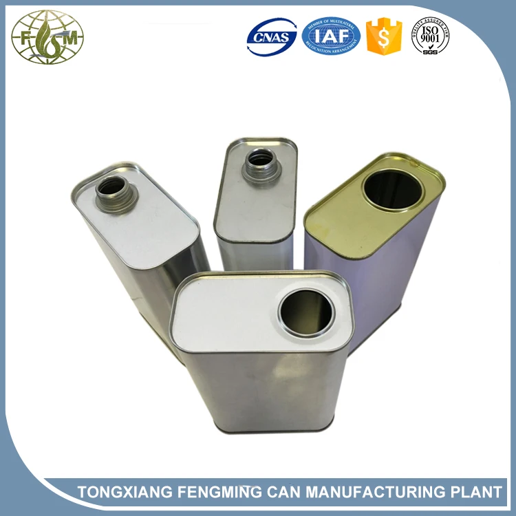 1 Liter printed screw top empty paint square metal tin cans with 38mm screw cap