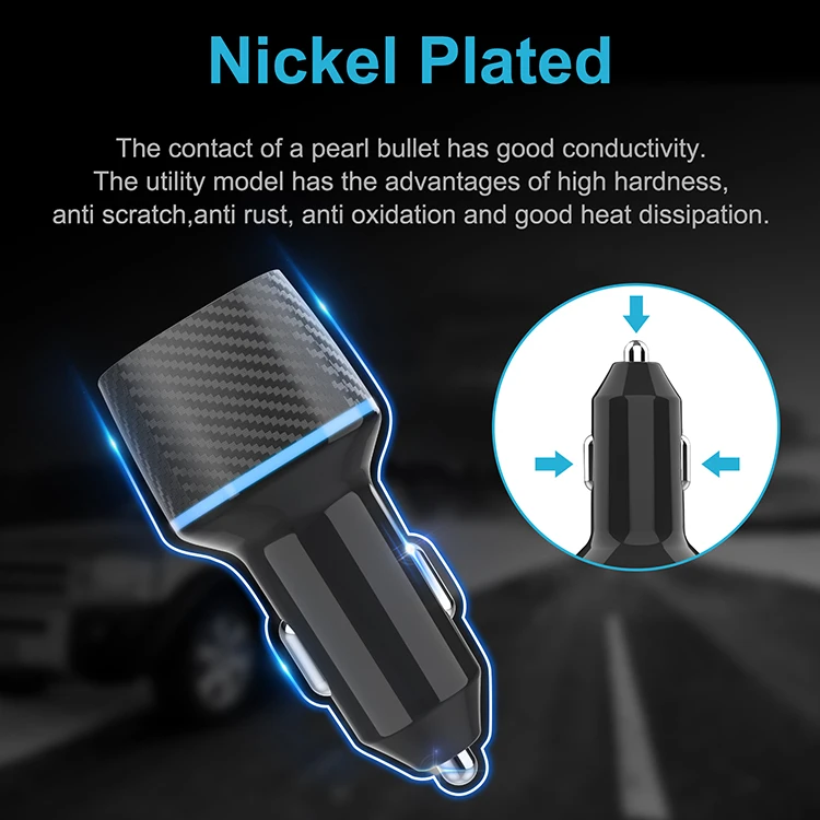 
OEM Portable 2 USB Port 3.0 Universal Dual USB Car Charger Adapter With Led Display 