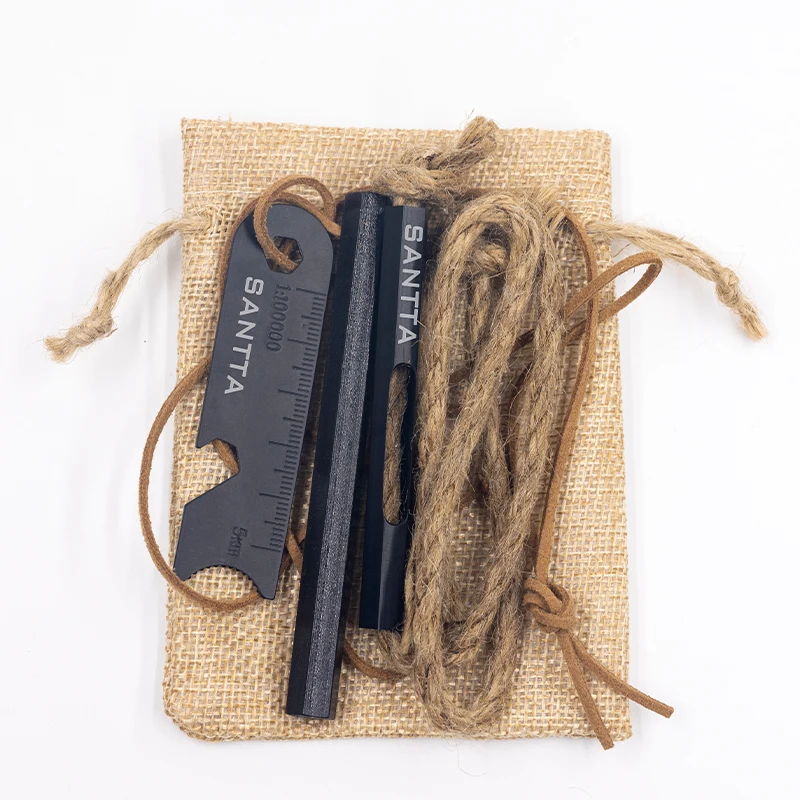 Customize LOGO Fire Starting Tools- 100*10mm Ferro Rod with  Multi-Tool Striker and Fire Starter Wick for Campfire