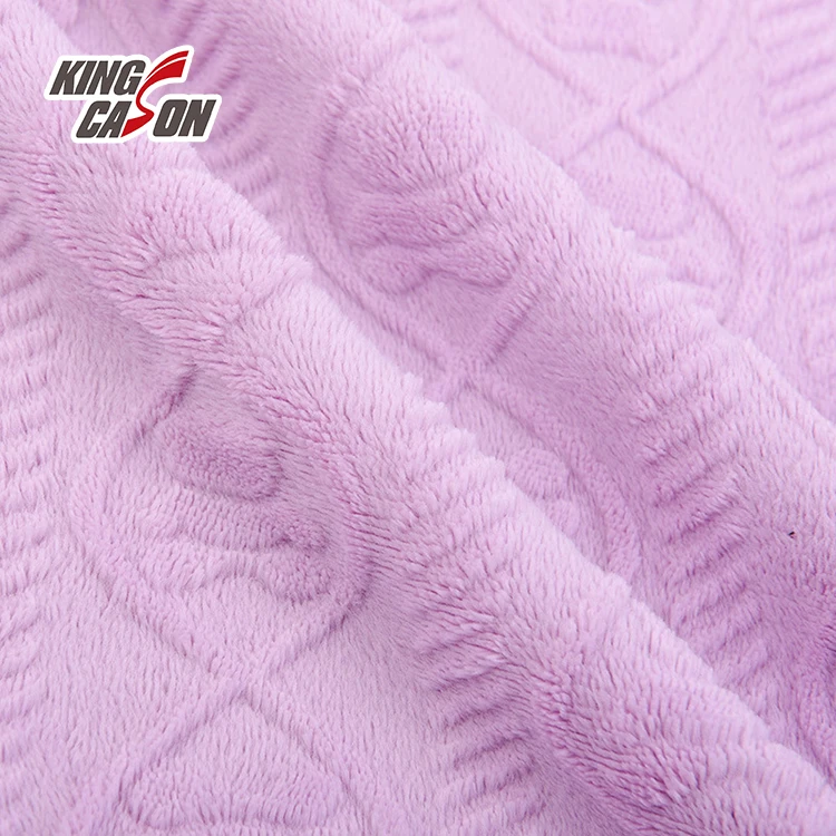 Kingcason China Factory One Side Brushed Plain Burnout Flower 100%Poly Flannel Fleece Fabric For Blanket Bedding Pajamas Toys