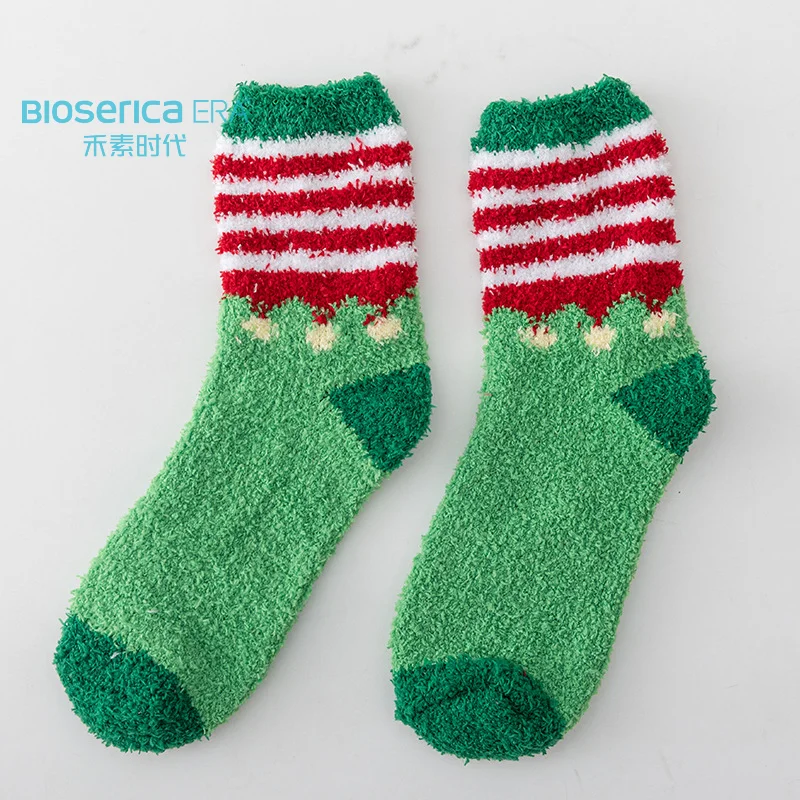 Bioserica Era Soft Fuzzy Crew Socks Set Coral Fleece-Lined Warm Socks Funny Christmas sock Gift