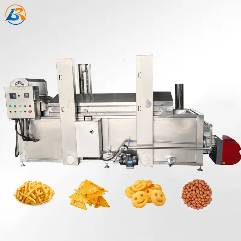 Industrial continues conveyor frying machine automatic continuous belt frying machine peanut fryer machine for sale