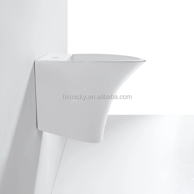 Porcelain wash basin semi pedestal wall hang sinks cheaper price basin with fixing screw