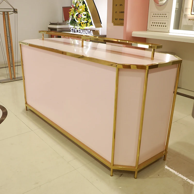 High-end Cosmetics Shop Counter Design Gondola Display Showcase for Makeup with Light Wood Cosmetics Shop Furniture