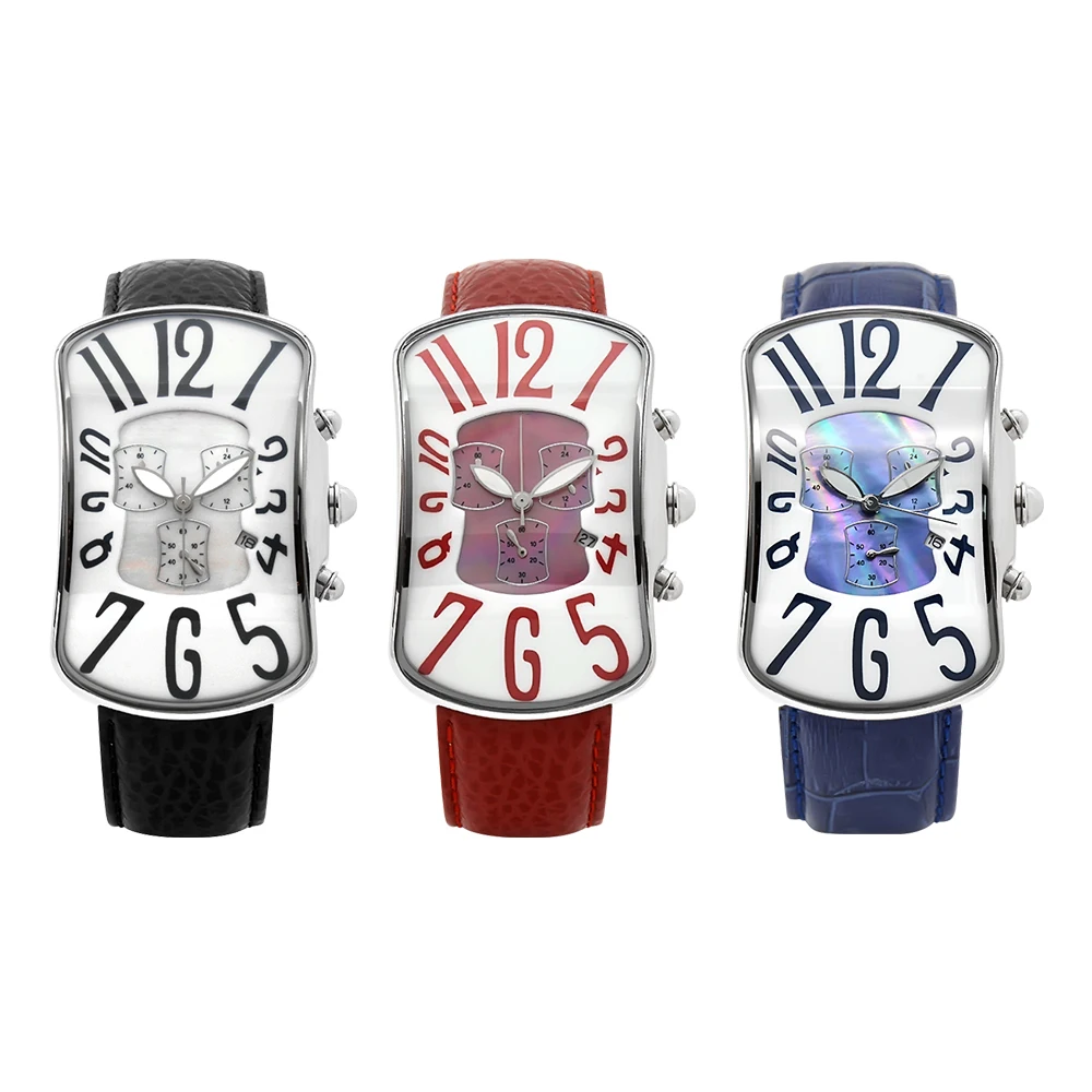 Multi-Functional Stainless Steel Watch with Leather Pin Buckle and Chronograph Quartz Movement Fashionable at an Price