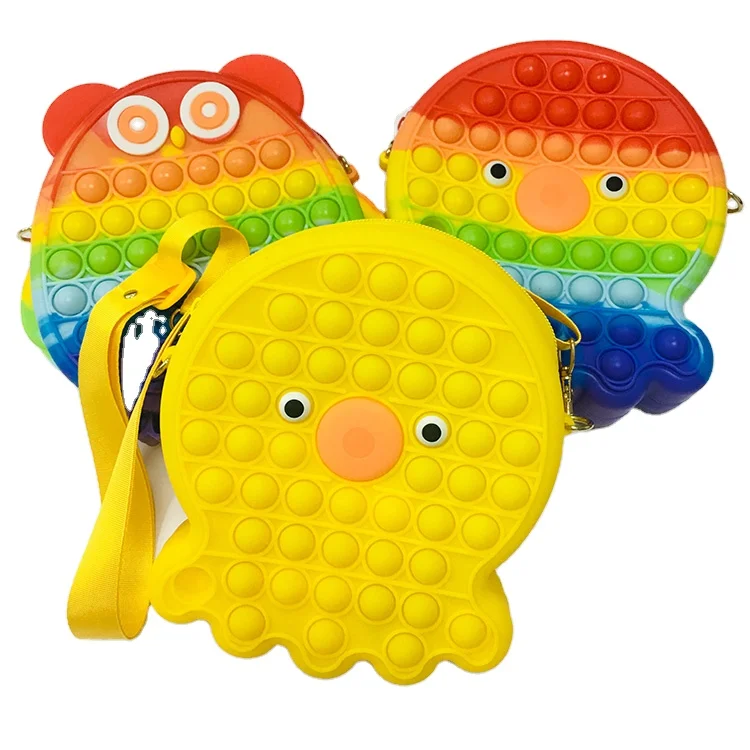 New Popper Sensory Popet Silicone Push Bubble Stationery Storage Bag Decompression Coin Purse Fidget Toy Bag Push Bubble Purse