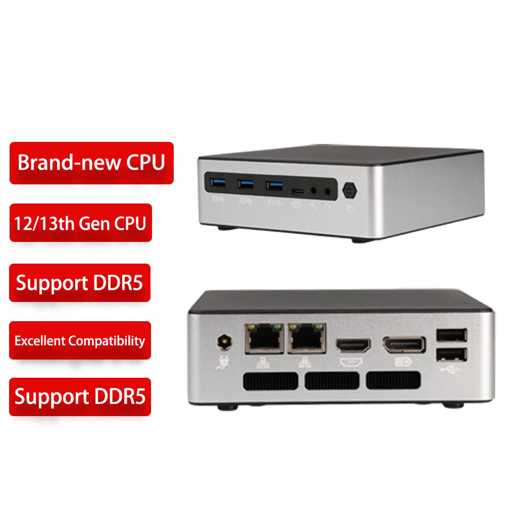 Intel Core i3 1215U 12-го поколения Nuc Nano маленький микро ПК Мини компьютер X86 2 Ethernet Lan Windows 10 11 Linux Ubuntu DDR5 Mini