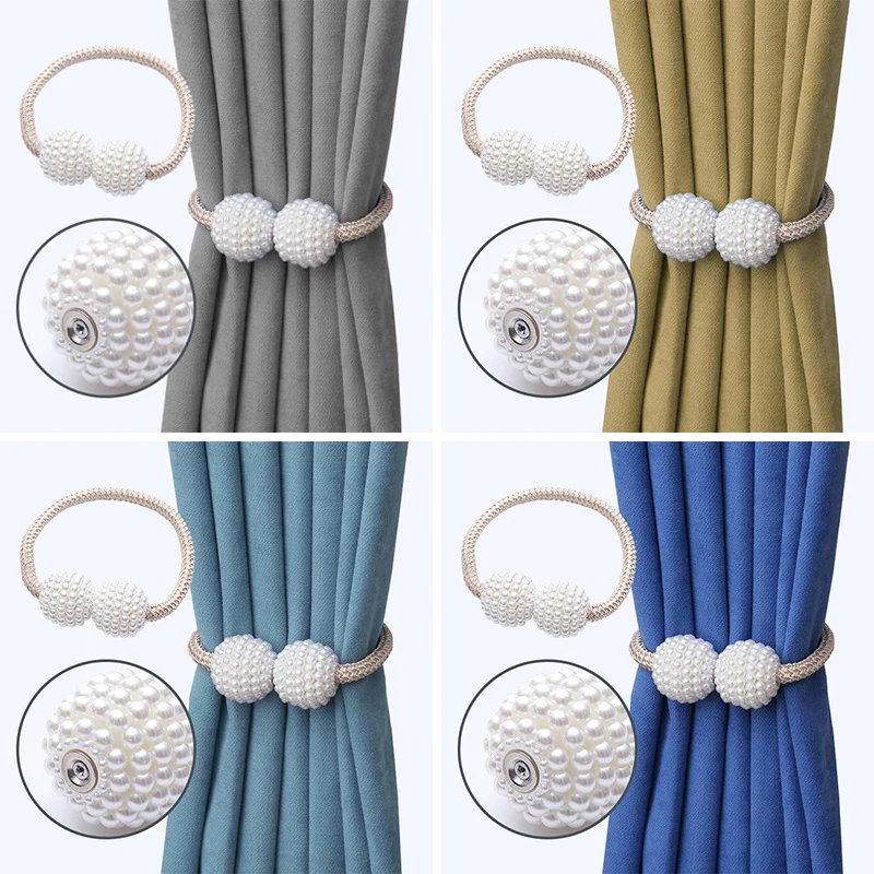 home accessories magnetic pearl ball curtain magnetic buckle tiebacks tie backs
