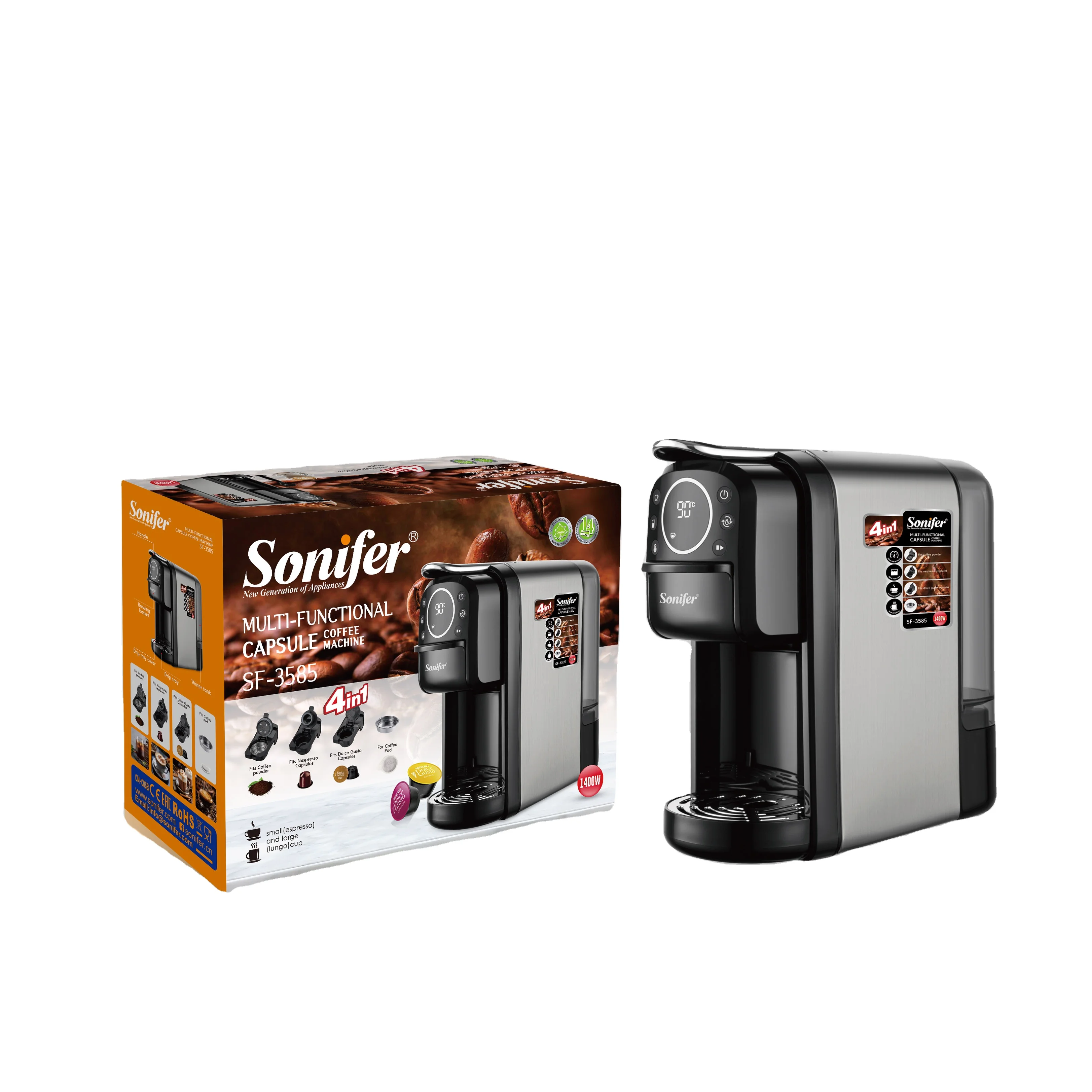 Sonifer SF-3585 wholesale high quality 20 bar pressure home automatic electric multi functional  4 in 1 capsule coffee machine