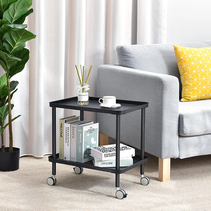 Modern Mobile Cart Sofa Coffee Side Table Storage Wheeled Multifunctional Side Table