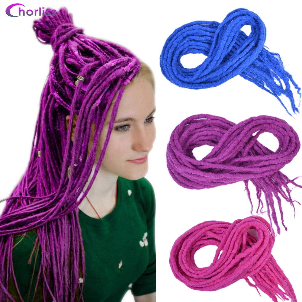 Wholesale Long 22'Ombre Soft Nepal Felted Wool Handmade Afro Synthetic Dreadlocks Crochet Braids Hair For Kids And Adult