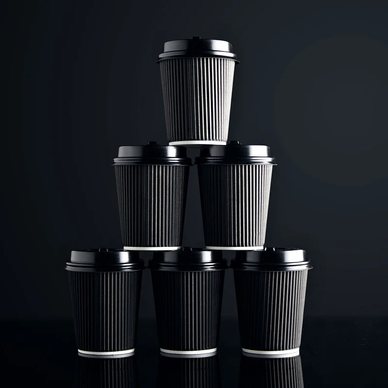 Customized Print Logo Compostable Coffee Cups 8oz 12oz 16oz 22oz Paper Glass for Hot Drink