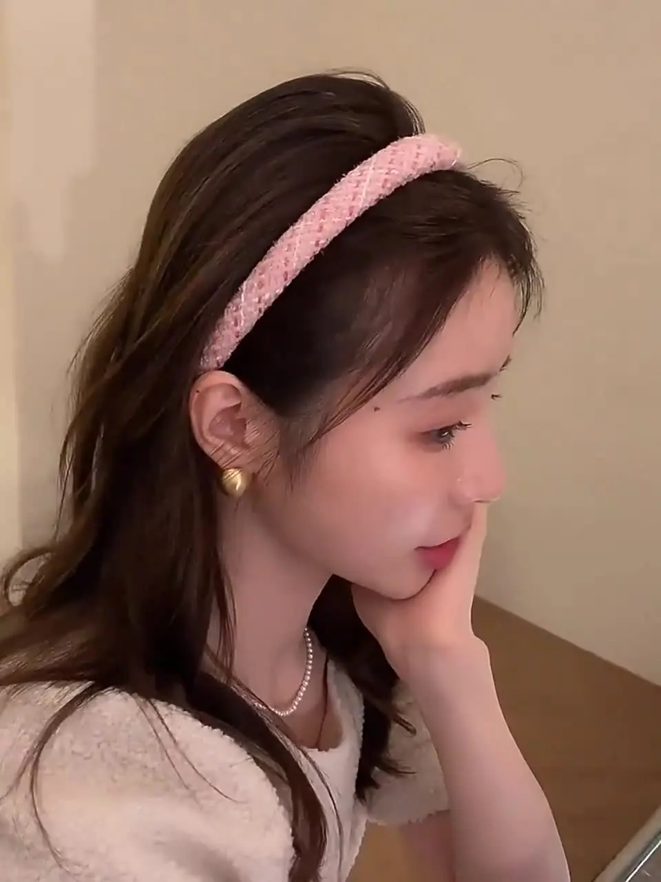 Plaid Knitted Hairbands for Women Fashion Tweed Hair Hoop for Girls fashion personality simplicity