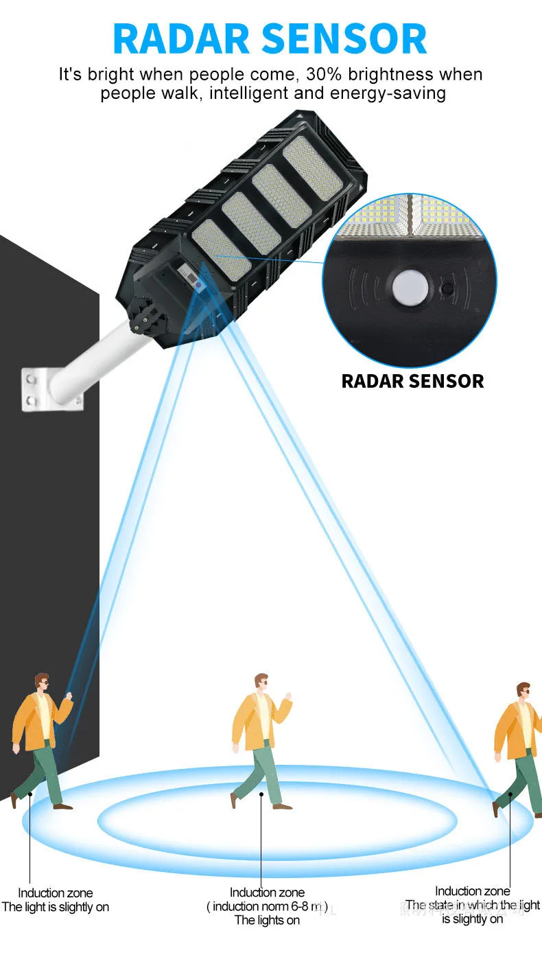 Remote Control Abs Integrated Power Panel Solar Street Lamp 200w 300w 400w Outdoor Waterproof All In One Led Solar Street Light