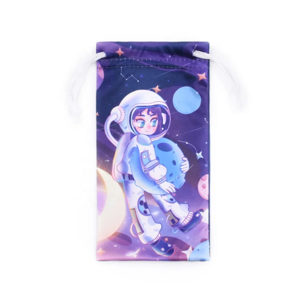 New Transfer Printed Fabric sun glasses pouch Microfiber Drawstring Glasses Bag Portable Custom Eco-friendly pouch for glasses