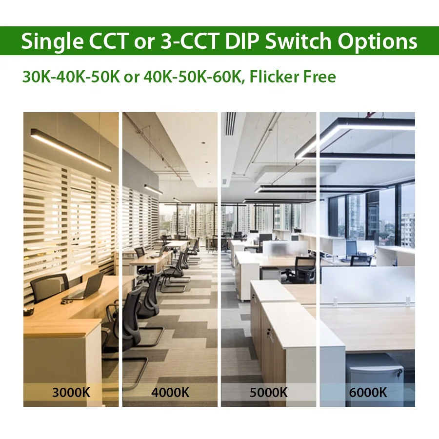 High Quality Aluminum 20W 40W 60W Office Shop Batten Light Dimmable Linkable LED Linear Light