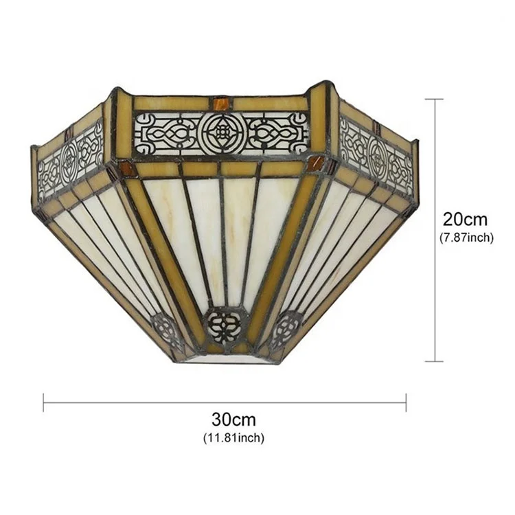 Stained Glass Luxury Tiffany Style Antique  Half Round Wall Lamp Bed Room Dinning Room Wall lamp