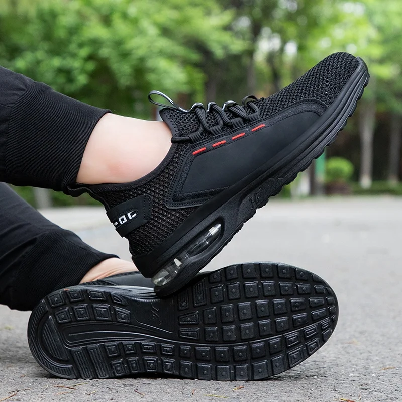 Защитная обувь для промышленной защиты GUYISA, уличная Рабочая Удобная Летающая тканая дышащая мужская защитная обувь со стальным носком