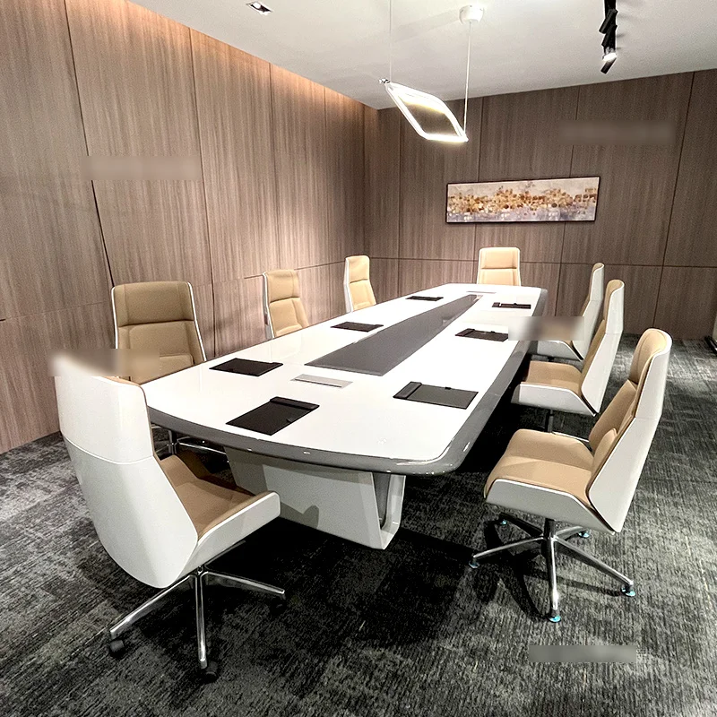 Modern Meeting Room Office Desk 12 Feet Conference Room Multi Person Wooden Big Conference Table And Chairs