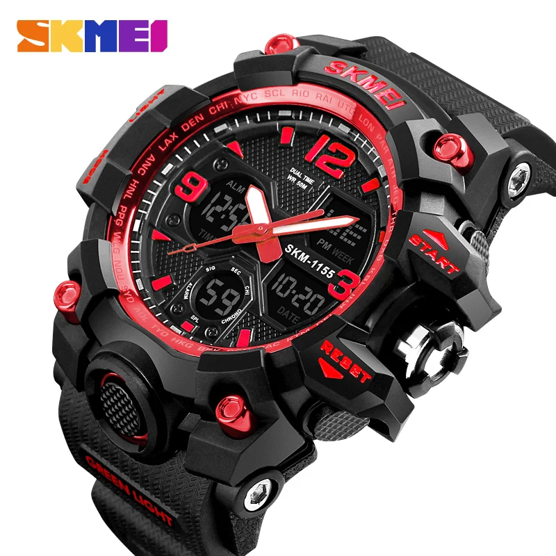 China popular wrist watch supplier Skmei 1155 men analog digital wristwatch sport watch men relojes hombre