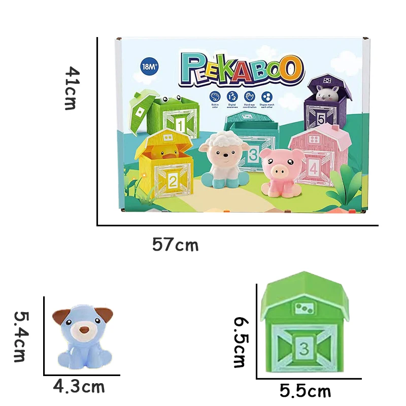 Animal Matching House Montessori Toy with Finger Puppets for Color Sorting and Pairing Games Sensory Toys for Children