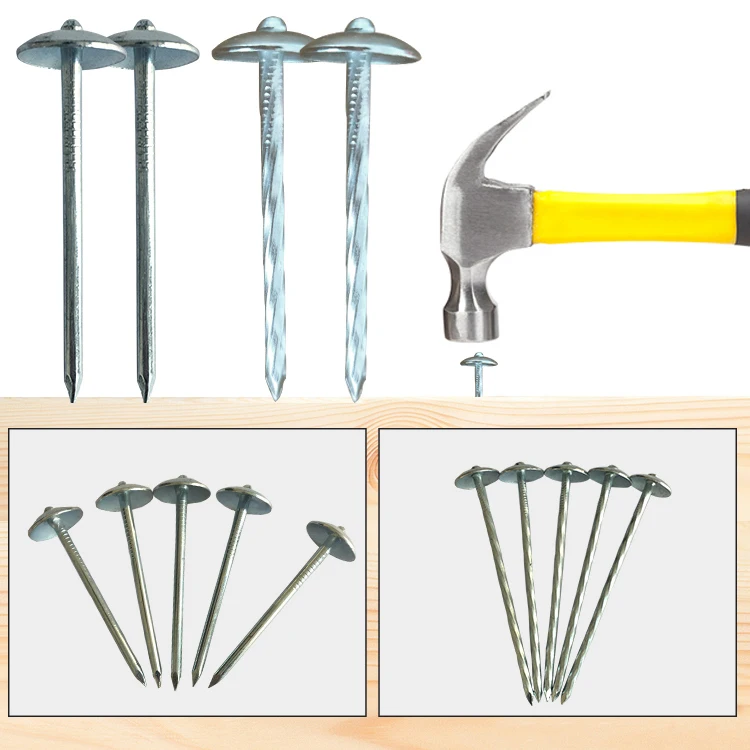 Wholesale Twist Shank Polishing Construction Umbrella Galvanised Roofing Nails Corrugated Roofing Nails for Building