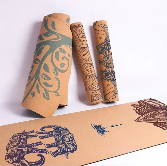 Hot Sale Yoga Mat 5mm Custom Print Foldable Anti Slip TPE Professional Natural Cork Mats