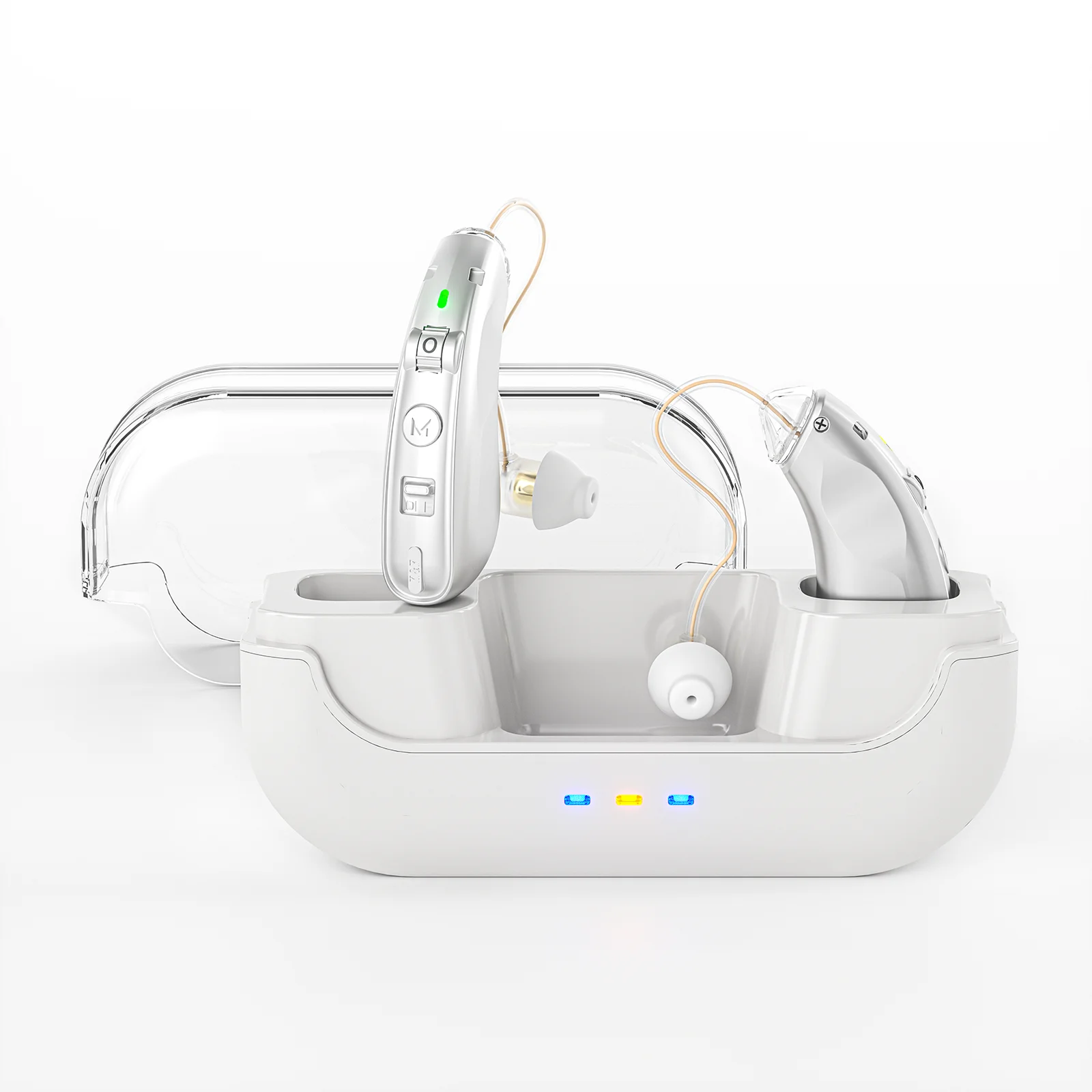 BTE Rechargeable Mini Hearing Aids Invisible with Charging Case Digital Intelligent Hearing Amplifier For Adult Deaf