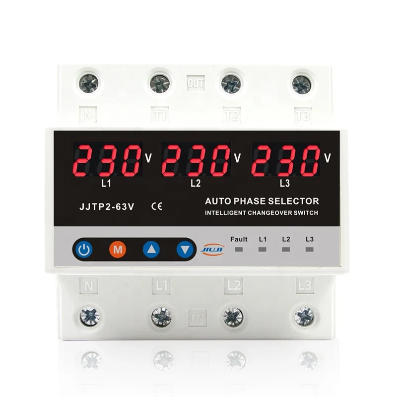 3P Voltage Protector 63A 380VAC adjustable Over Under Voltage protect